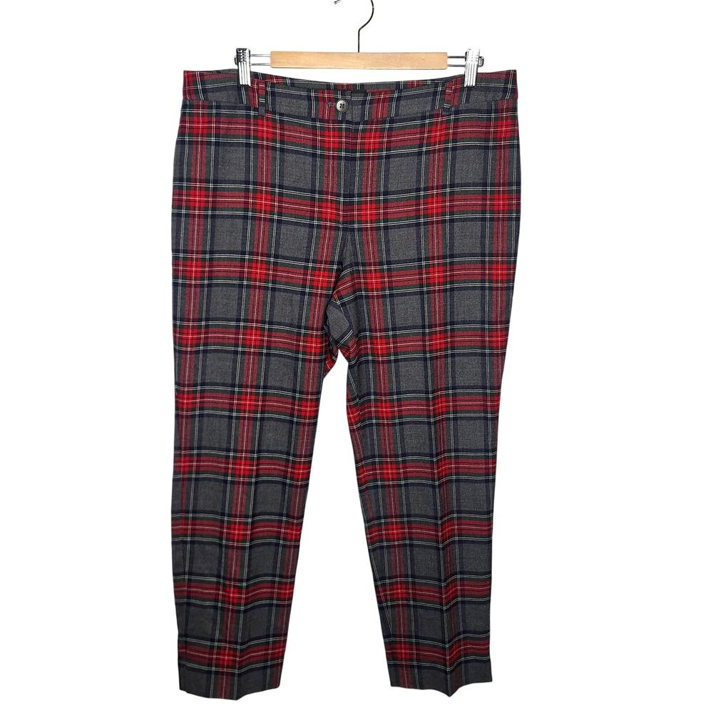 Talbots Tartan Plaid Lined Wool Blend Trouser Pants Slim Cut Petite 14p Holiday